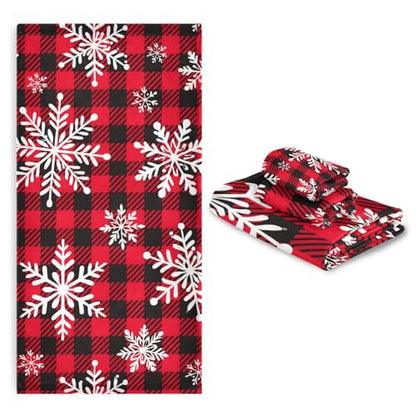 ALAZA Towel Bathroom Sets,Snowflakes Red Black Buffalo Plaid Towels 3-Piece 1 Bath Towel 1 Washcloth 1 Hand Towel,Bath Towel Set of 3 Soft Multifuntion for Home Kitchen Hotel Gym Swim Spa - color: Multi08
