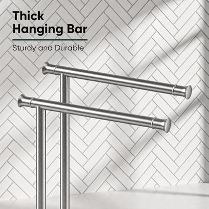Hoimpro Hand Towel Holder Stand Towel Bar Rack Countertop Brushed Nickel | Free Standing Towel Hanger Ring for Bathroom Kitchen Vanity Counter,13 Inch, Stainless Steel, RustProof, Bath Accessories - color: Brushed Nickel