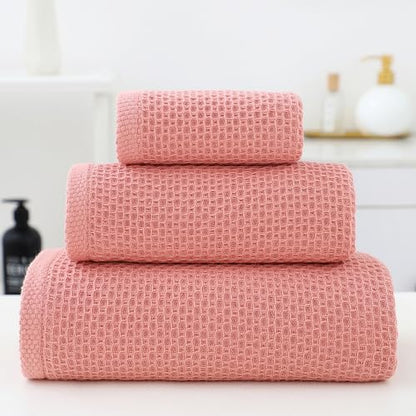 SK Studio 6 Piece Dark Pink Bath Towels Set Cotton Waffle Bathroom Towels | 2 Bath Towels, 2 Hand Towels, 2 Washcloths Quick Dry for College Dorm, Spa - color: Dark Pink