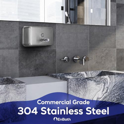 Horizontal Commercial Soap Dispenser Wall Mount, 304 Stainless Steel & Solid Brass Pump Core, Hand Soap Dispenser with Corrosion-Proof Lining for Bathrooms & Kitchens, 37oz/1100ml ADA Compliant - style: Horizontal