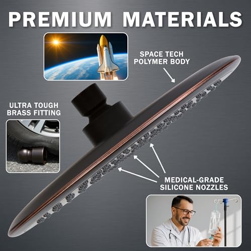 Luxury Rain Shower Head - 2.5 GPM - Oil-Rubbed Bronze | 9 Inch Large, High Flow, Overhead Rainfall Showerhead With Self-Clean Nozzles, Easy Install, Adjustable Brass Ball Joint - color: Oil Rubbed Bronze, size: 2.5 GPM