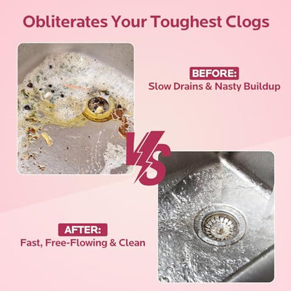 Foaming Drain Cleaner Clog Remover for Kitchen & Bathroom Pipes 2Pack | Expanding Foam Action, Helps Break Down Grease, Soap Scum and Food Buildup, Keep Drains Fresh, Fast Drain Care