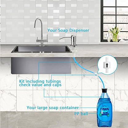 Soap Dispenser for Kitchen Sink, Brushed Nickel Countertop Soap Dispenser Pump, 47" Silicone Extension Tube Connect to The Soap Bottle Directly, Say Goodbye to Frequent Refills (Brushed Nickel) - color: Brushed Nickel