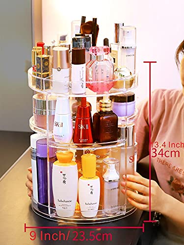 Cq acrylic Rotating Makeup Organizer,Adjustable Spinning Skincare Organizer for Vanity,Countertop,Clear Rotating Perfume Organizers,Bathroom Lazy Susan Organizer and Spin Skin Care Storage Rack,1 Pack - size: 4 Tier No Pattern