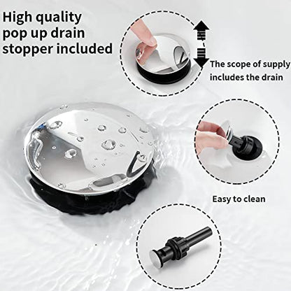 2 Handles 3 Holes Faucet Widespread Bathroom Sink Faucet Basin Tap Mixer Supply Hose Included Matching Pop Up Drain Polished Chrome - color: Chrome, size: Widespread