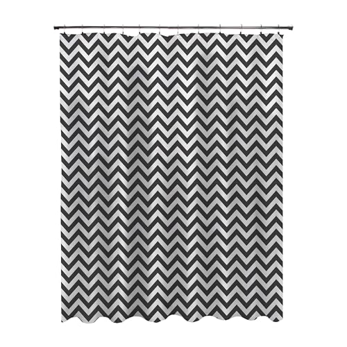 Kenney KN61284 Medium Weight 5 Gauge Decorative Printed Waterproof PEVA Shower Curtain Liner with Durable Eyelet Hang Holes for Bathroom, 70" W x 72" H, Step Up Black and White Chevron Pattern - color: Black & White, size: 70"W x 72"L (Pack of 1)