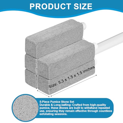 5 Packs Pumice Cleaning Stone with Extra Long Handle, Pumice Stone for Toilet Bowl Clean for Cleaning Toilets, Bathtubs, Grills, Swimming Pools, Sinks - size: 5 Pack
