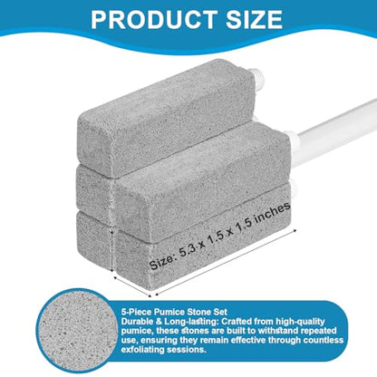 5 Packs Pumice Cleaning Stone with Extra Long Handle, Pumice Stone for Toilet Bowl Clean for Cleaning Toilets, Bathtubs, Grills, Swimming Pools, Sinks - size: 5 Pack