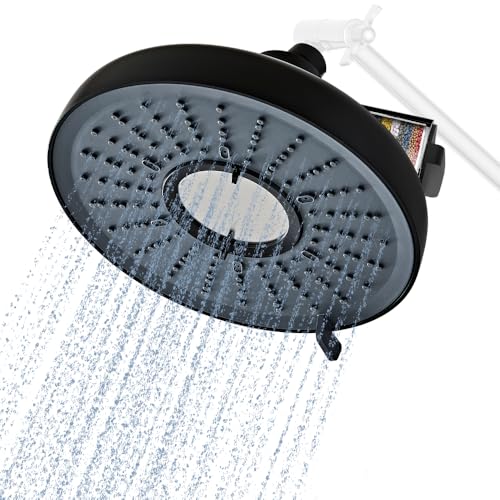 Filtered Rain Shower Head Hard Water Softener 18 Stage Black | 18-Stage Filter Removes Chlorine & Heavy Metals. Softens Hard Water. High Pressure. Self-Cleaning Nozzles. Tool-Free Install. - color: Matte Black, size: 8 Inch Without Extension Rod