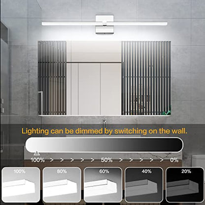 30 inch Chrome Bathroom Vanity Lights Modern Bathroom Wall Lighting Fixtures 22W LED Vanity Light Bar for Bath - color: Chrome- Dimmable, size: 30-inch