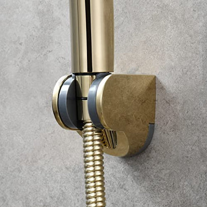Adjustable Shower Head Holder Wall Mount Handheld Shower Bracket Plastic for Bathroom, Zirconium Gold, ST01J1 - style: Zirconium Gold