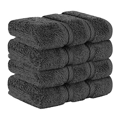 American Soft Linen 100% Cotton Luxury Turkish Towels, 4 PC Washcloth Set | Soft Absorbent Quick Dry OEKO Tex Standard 100 Certificated Durable Machine Washable Premium Hotel Quality - color: Dark Gray, size: 13"x13"