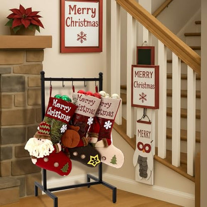Zonon Christmas Stocking Holder Stand for Floor Free Standing Stocking Hangers with Removable Hooks and Wheels Heavy Duty Metal Rack with Stable Base for Home Mantel Bathroom Towel Blanket Display