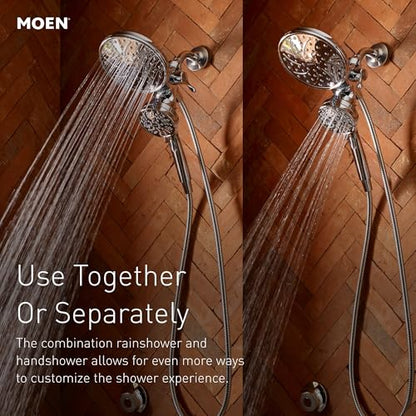 Moen 26009SRN Engage Magnetix 2-in-1 Combo Rain Showerhead with Handheld Spray, Magnetic Docking System, Spot Resist Brushed Nickel, 6-Spray Settings, 2.5 GPM | Handheld Spray, Magnetic Docking System, Spot Resist Brushed Nickel, 6-Spray Settings, 2.5 GPM