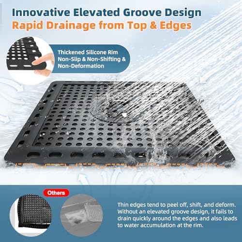 Hibbent Upgraded Shower Drain Hair Catcher, Shower Cover for Bathroom Floor 6" Drain, Anti-Clogging Bathtub Strainer, Stainless Steel Kitchen Sink Strainer with Handle, Matte Black - color: 6' Matte Black