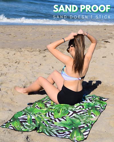 Microfiber Beach Towel - Quick Dry, Sand Free and Oversized 71x35 | Super absorbent, lightweight, swimming, gym, extra large, pool, cruise, camping, yoga, travel, compact, carry bag, vacation - color: Madagascar