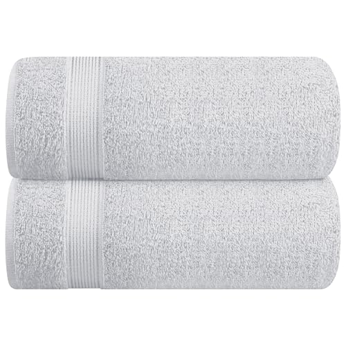 Belizzi Home Cotton 2 Pack Oversized Bath Sheet 35x70, Large Bath Sheet, Ultra Soft, Absorbent, Compact, Eco-Friendly, Recyclable, Quick Drying and Lightweight Towel - Light Grey - color: Light Grey, size: 2 Pack Bath Sheet