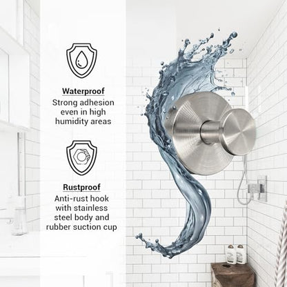 Suction Cup Hooks for Shower - 4 Pack, Matte Chrome - Stainless Steel, Strong Suction, No Drill, Removable Hanger, Tile Bathroom Kitchen Wall, Glass Door, Mirror Hook Hanging Robe, Towel Holder - color: Matte Chrome