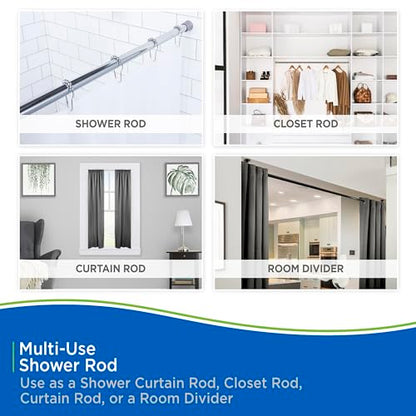 Kenney - Twist & Fit Cam-Lock Tension Shower Curtain Rod, 1" Diameter Durable Metal Construction, Adjustable 24"–40", No-Tools Installation, Secure Hold for Standard Showers, White