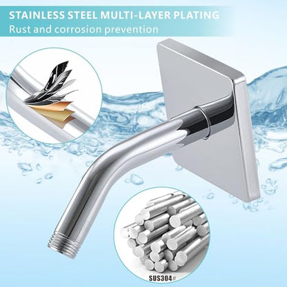 Shower Arm with 3.5" Flange, 6 Inch Wall Mount Replacement Shower Head Arm For Fixed Shower Heads and Handheld Showerhead, Chrome - color: Chrome, style: 6 Inch