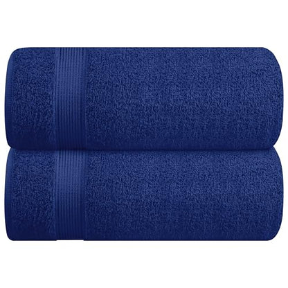 Belizzi Home Cotton 2 Pack Oversized Bath Sheet 35x70, Large Bath Sheet, Ultra Soft, Absorbent, Compact, Eco-Friendly, Recyclable, Quick Drying and Lightweight Towel - Navy Blue - color: Navy Blue, size: 2 Pack Bath Sheet