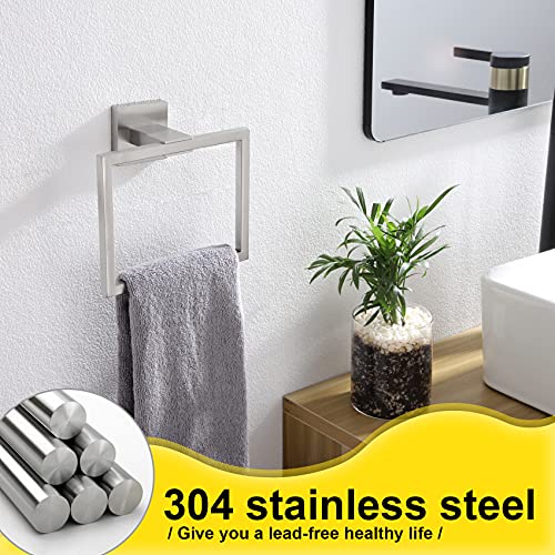 KOKOSIRI Bath Towel Ring 2PC Towel Hanger Bathroom Towel Holder Towel Rack Wall Mounted Stainless Steel 2 Pack, Brushed Steel, B3004BR-P2 - color: Brushed Nickel, size: 2 Pack