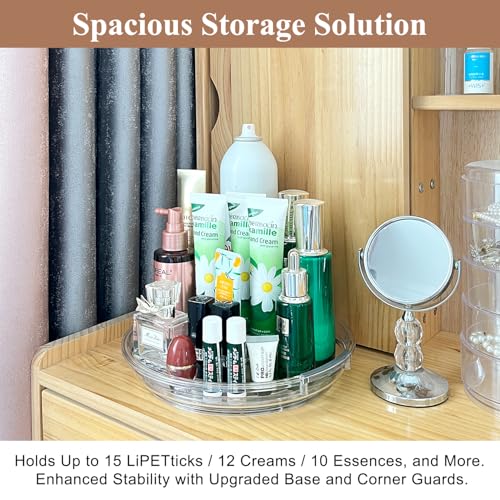 INCOSTAR 4 Pack Lazy Susan, 9 Inch Clear Turntable for Kitchen Cabinet | Rotating Spice Rack, Pantry Organizer and Storage, Bathroom Countertop Organizing for Makeup Vanity - size: 9.25 inch 4 Pack