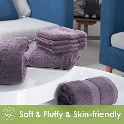 3PC Bathroom Towel Set for Face and Body, Sensitive Skin Lavender Purple Luxury Towels Set for Adult Students Kids Baby, Super Soft Highly Absorbent Towels Set for Bathroom 3 PC