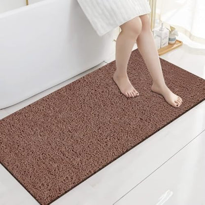 godehone Shower Mats Non Slip Without Suction Cups, PVC Loofah Bathroom Mats, Loofah Mats for Shower and Bathroom, Quick Drying, 17.1× 59 Inch, Brown - color: Brown, size: 59" x 17.1" (Rectangular)