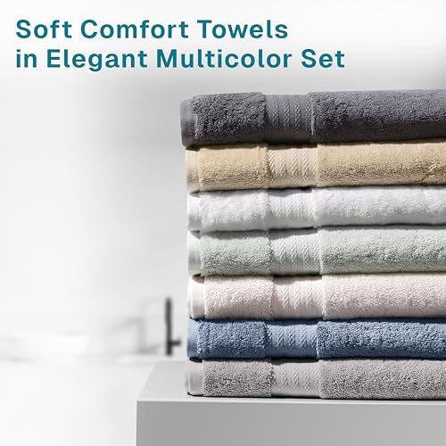 100% Organic Cotton Bath Towel Set | Bathroom Luxury Towel Set of 6 | GOTS Certified | Hotel Premium Towels | 700 GSM | 2 Bath Towel 30 x 56 | 2 Hand Towel 16 x 30 | 2 Wash Cloth 13 x 13 | Dark Blue - color: Dark Blue, size: 6-Piece Towel Set
