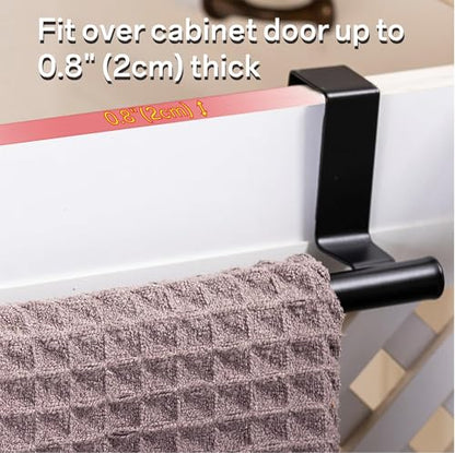 Cabinet Door Towel Bar, Kitchen Towel Holder, Matte Black, Single | Extended Anti-Slip Arm, EVA Scratch Guard Pads, No-Drill Install, Stainless Steel Dish Towel Holder, Kitchen Towel Rack - color: Black - 1 Pack