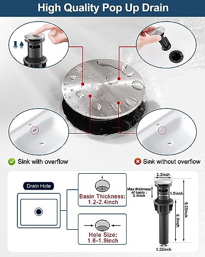 Waterfall Bathroom Sink Faucet, Brass Brushed Nickel Bathroom Faucet One Handle, 4 Inch Single Hole or 3 Holes with Pop-Up Drain, Supply Hoses & Deck Plate for Vanity Lavatory RV, 5 Mins Install - color: Brushed Nickel
