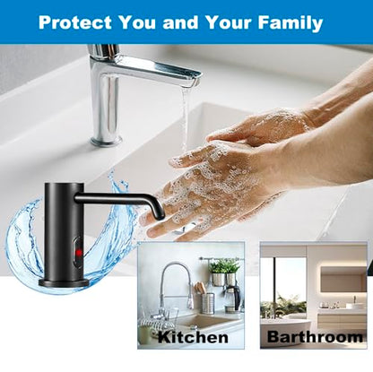 Automatic Soap Dispenser for Kitchen, Electric Soap Dispenser Built in Sink | Touchless Liquid hand Soap Dispenser with 1000ml Bottle, Infrared Sensors Soap Dispenser for Business Bathroom Matte Black - color: Matte Black-liquid