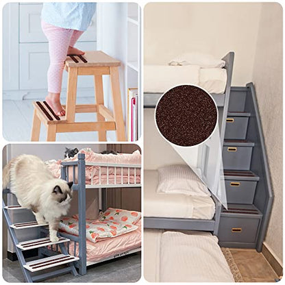 1" x 12" Brown Anti Slip Tape, 16pcs Non Slip Pre-Cut Strips | Treads Safety Non Skid Adhesive Strips for Ladder, Step Stool and Stair - color: Brown, size: 1" x 12"