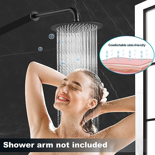 Midanya Round Rain Shower Head,High Pressure,Matte Black 6 Inch | 360°Swivel,Ceiling or Wall Mount,Waterfall Full Body Coverage,Bathroom Remodel,Stainless Steel Large Rainfall Shower Head - color: Black, size: 6 Inch