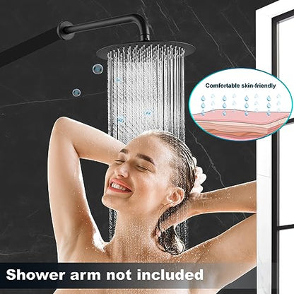 Midanya Round Rain Shower Head,High Pressure,Matte Black 6 Inch | 360°Swivel,Ceiling or Wall Mount,Waterfall Full Body Coverage,Bathroom Remodel,Stainless Steel Large Rainfall Shower Head - color: Black, size: 6 Inch