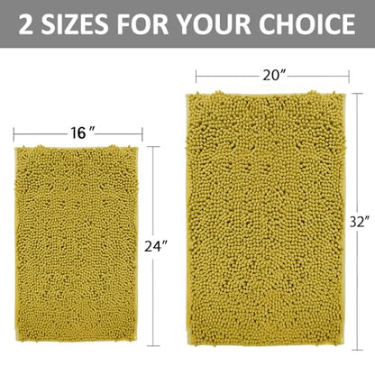 Bathroom Rugs Sets 2 Piece Extra Soft Chenille Bathroom Mats Non Slip Bath Mat Set,Absorbent Shaggy Rugs Perfect Plush Bath Rugs with U-Shaped Toilet Rug,Bathrom Carpets for Bathroom Gold - color: Gold