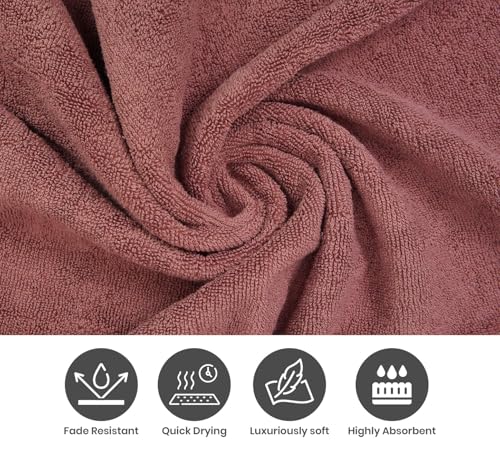 ELITE 4 Pack Luxury Jacquard Bath Towel Set – 100% Cotton, 600 GSM Ultra Soft & Absorbent Towels – Elegant Floral Pattern – 4 Large Bath Towels 27"x54" for Bathroom, Gift Spa & Hotel (Deco Rose) - color: Deco Rose