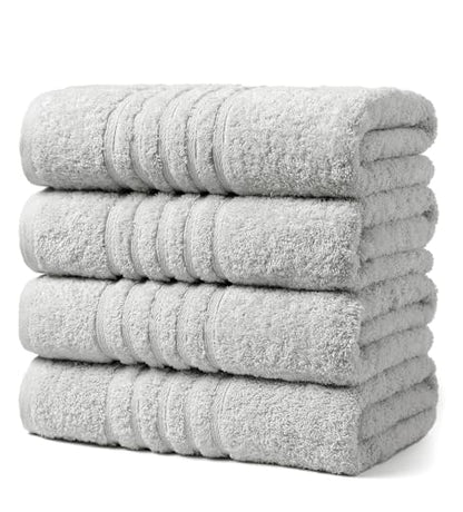 Aibaser Towels - Premium 100% Cotton Bath Towels Set (27 x 54 inches), Lightweight and High Absorbency Quick Drying (Light Grey) - color: Light Grey, size: 27x 54 Inches