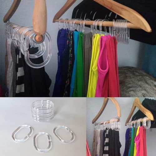 Plastic Shower Curtain Hooks C Shape Shower Curtain Rings for Bathroom Shower Rod Window Curtains Hanger (Clear, 12pack) - color: Clear, size: 12pack