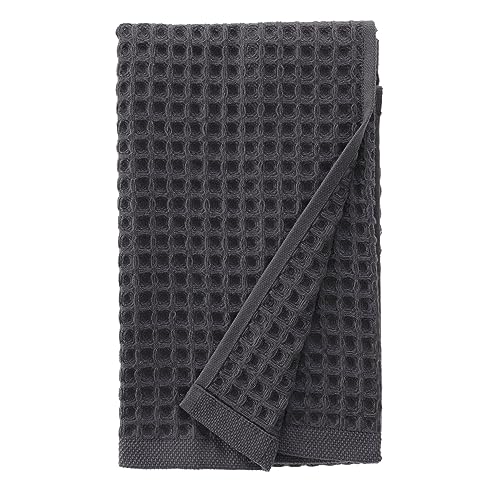 Waffle Hand Towel – 100% Turkish Cotton, Quick-Dry, Soft and Absorbent Bathroom Towel (Charcoal) - color: Charcoal, size: Hand Towel (1 Piece)