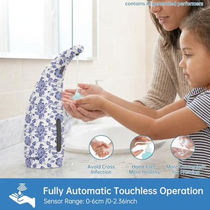 Automatic Soap Dispenser Touchless Rechargeable 10 oz | Magnetic USB Charging, IPX7 Waterproof Sensor Pump with 4 Adjustable Levels for Kitchen Sink & Bathroom Hand Soap - color: Cobalt Blue