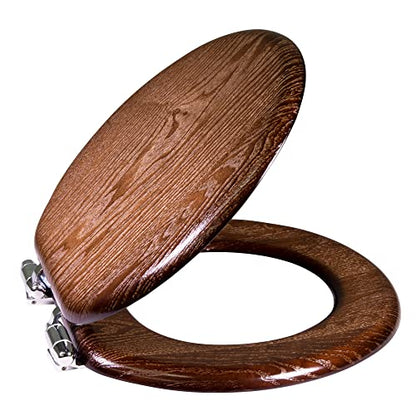 Design House Dalton Round Toilet Seat, Java Brown | Surface, Traditional, Wood, Hardware, 561241-JV - color: Dark Wood