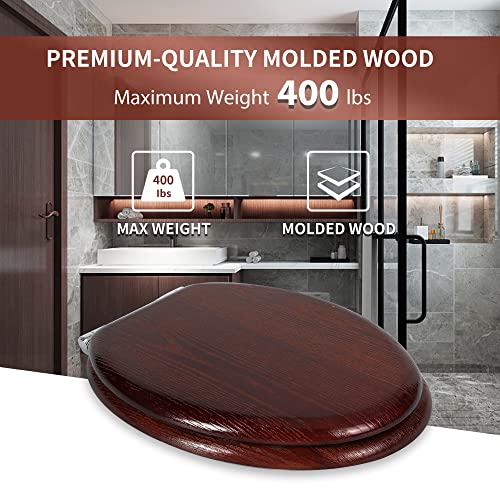 Angel Shield Elongated Wood Toilet Seat with Quiet Close,Easy Clean,Quick-Release Hinges(Elongated,Dark Walnut) - color: Dark Walnut, size: Elongated