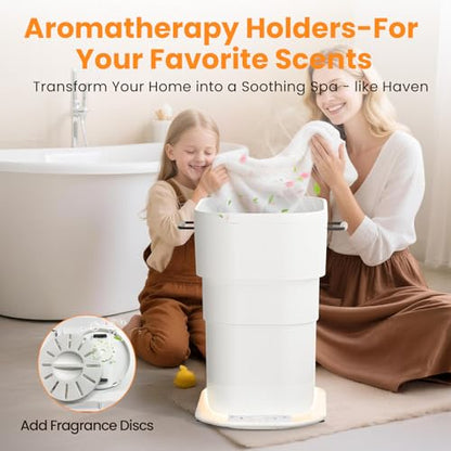 Foldable Towel Warmer 27L,Retractable Portable Towel Warmers Bucket | Time Setting & Auto Shut-Off, 3 Heat Levels with Lighting,Heats Towels/Robes/Blankets, Ideal for Bathroom (White) - color: White