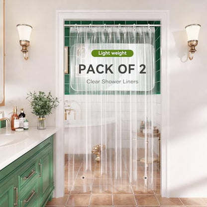 Stall Shower Curtain Liner 36x72 Inches, Clear Lightweight PEVA Plastic Shower Curtain with 2 Extra Strong Magnets & 6 Metal Grommets, Waterproof Shower Liner Narrow 36 Inch for Small Bathroom-Clear - color: Clear, size: 36"W x 72"L (Pack of 2)
