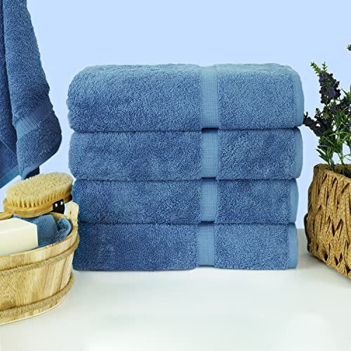 Chakir Turkish Linens | Hotel & Spa Quality 100% Cotton Premium Turkish Towels | Soft & Absorbent (4-Piece Bath Towels, Wedgewood) - color: Wedgewood