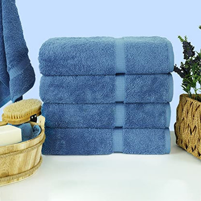 Chakir Turkish Linens | Hotel & Spa Quality 100% Cotton Premium Turkish Towels | Soft & Absorbent (4-Piece Bath Towels, Wedgewood) - color: Wedgewood