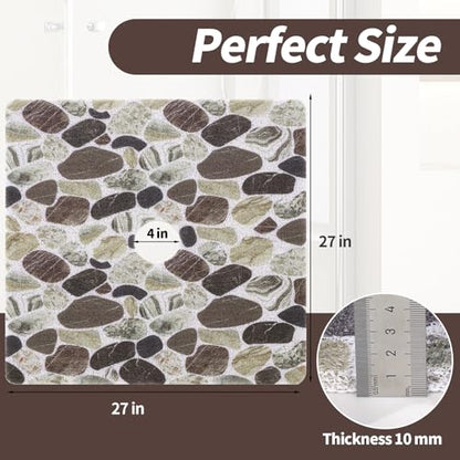 Hombys Non Slip Shower Mat 27x27 in, Shower Floor Mats with Drain Hole, Secure PVC Loofah Mat, Boho Coffee Pebble - color: Coffee Pebble, size: 27" x 27" (Rectangular)