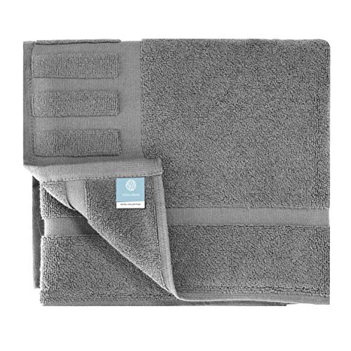 White Classic Luxury Bath Mat Floor Towel Set - Absorbent Cotton Hotel Spa Shower/Bathtub Mats [Not a Bathroom Rug] 22"x34" | 2 Pack | Gray/White - color: 05: Grey/White